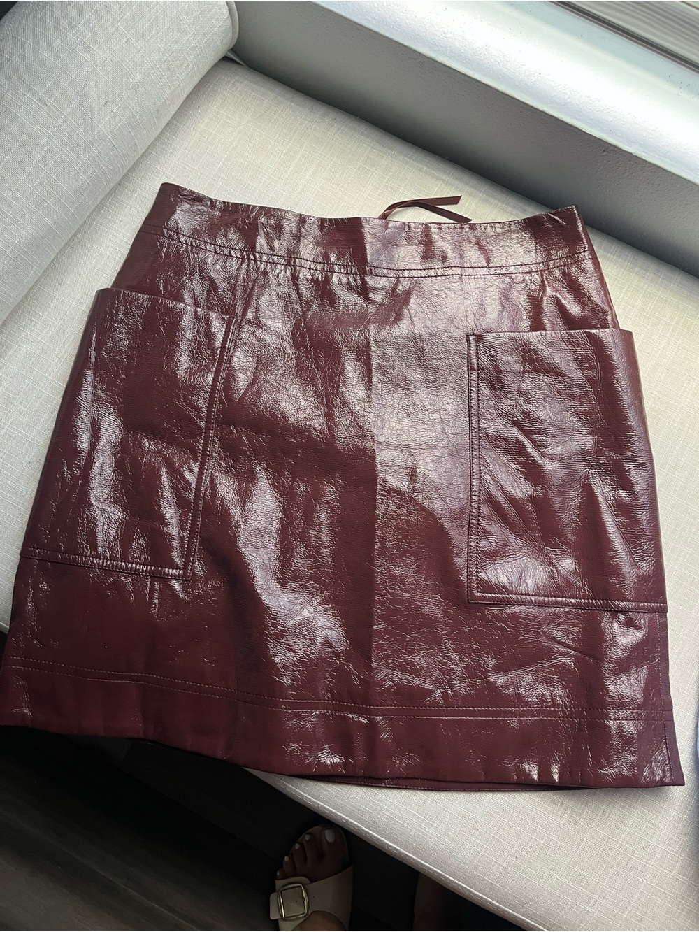 Anthropologie Women's Faux Leather Mini Skirt in Deep Burgundy